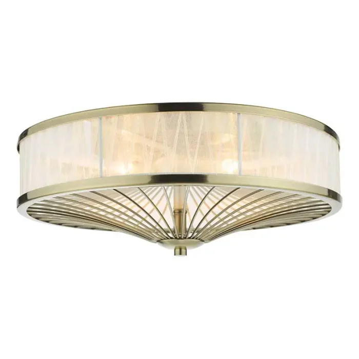 Flush pendant ceiling light in antique brass finish