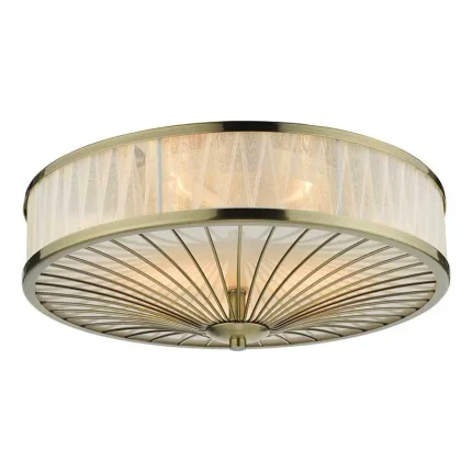 Flush pendant ceiling light in antique brass finish