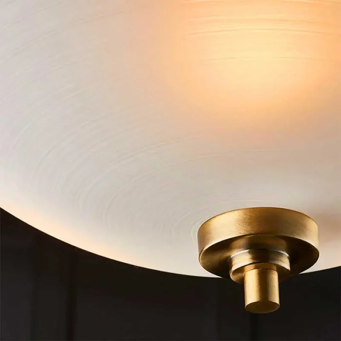 Semi flush design pendant ceiling light in antique brass finish