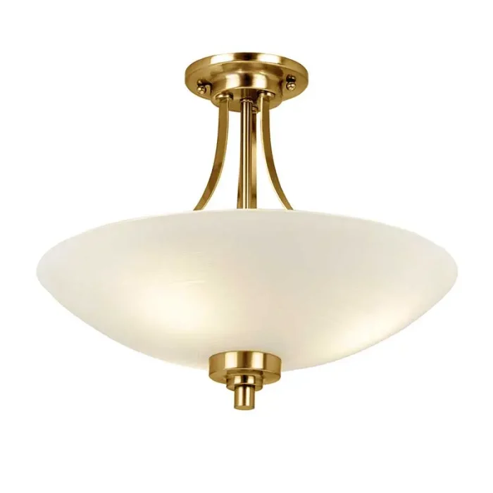 Semi flush design pendant ceiling light in antique brass finish