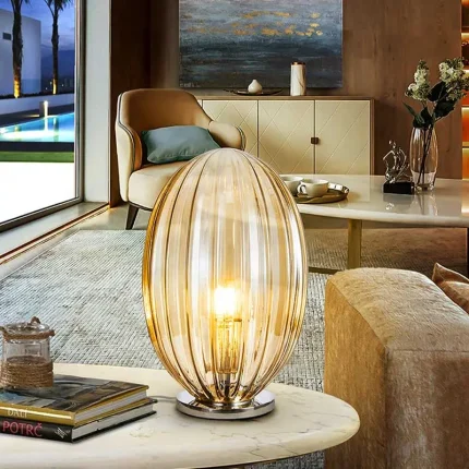 Table lamp with cognac glass shade