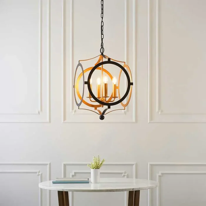 Pendant light in decorative circle frame design