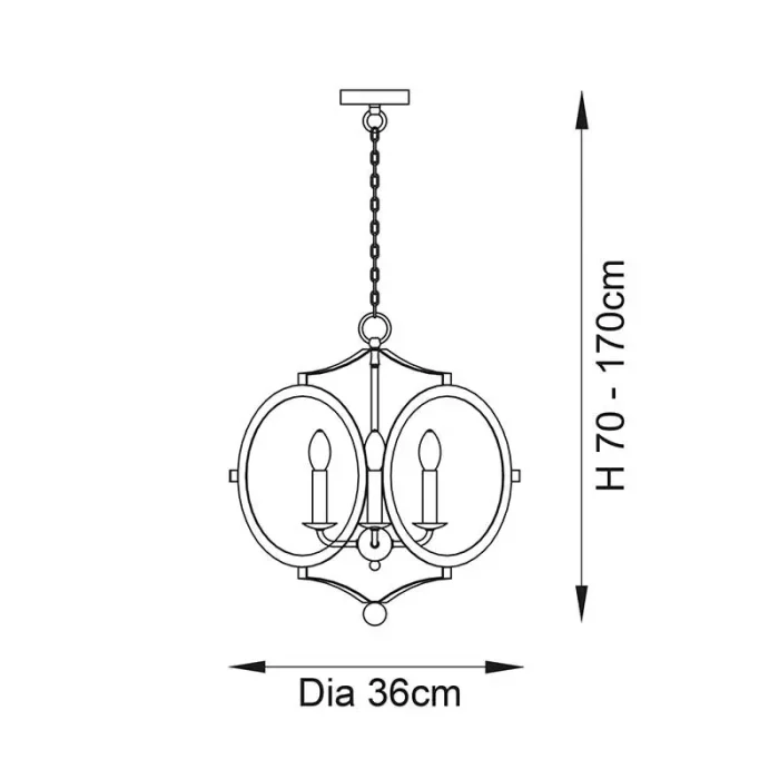 Dimensions of decorative circular frame pendant light