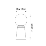 Dimensions of opal glass table lamp
