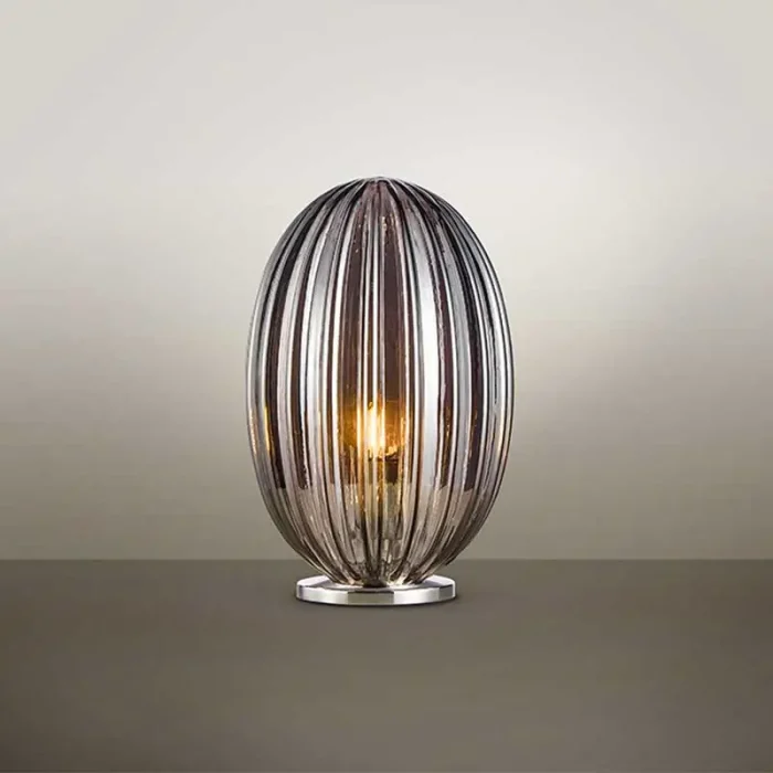 Table lamp with smoke glass shade