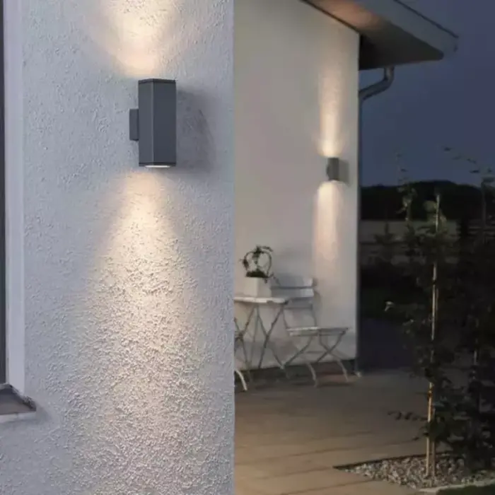 Grey Cuboid Frame Outdoor Wall Light