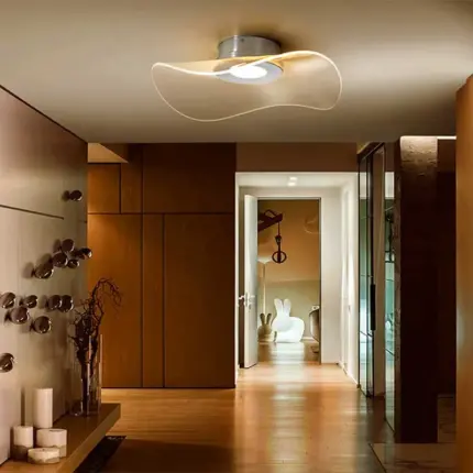 Modern chrome flush ceiling pendant light for living room, bedroom, dining room or hallway