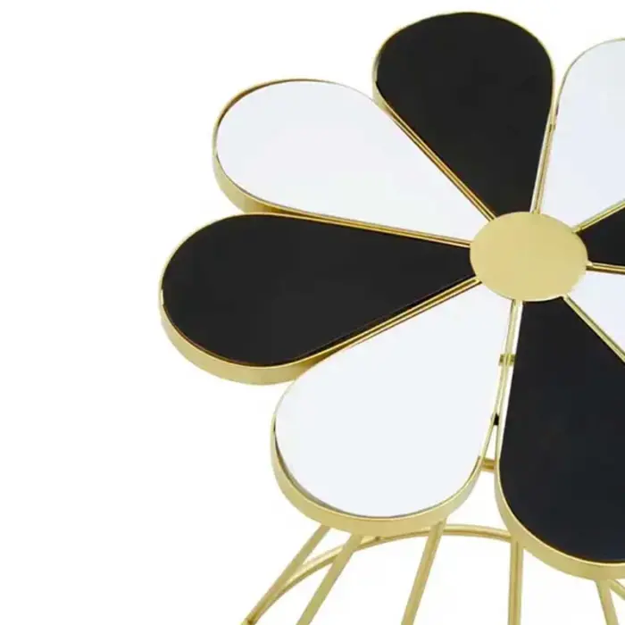 Black and White Petal End Table