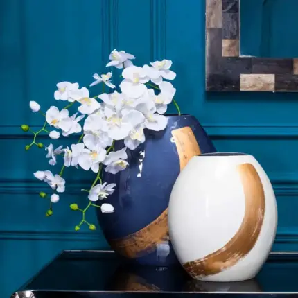 Blue Gold Large Aluminium Vase