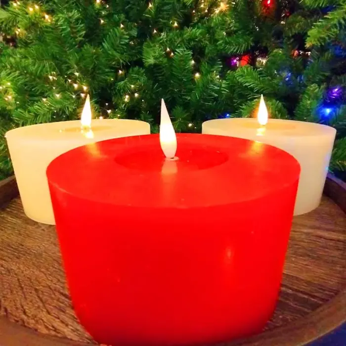 Red Battery Operated LED Pillar Candle