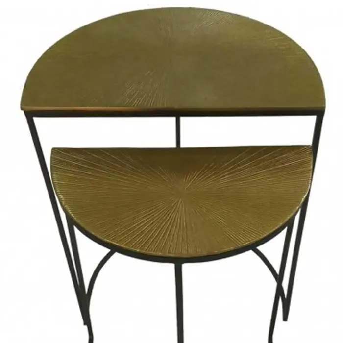 Set of 2 Black and Gold Half Moon Nesting Tables