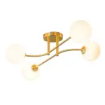 Endon 75959 Otto 4lt Semi Flush Ceiling Light in Brushed Brass Finish With Opal Glass Shades