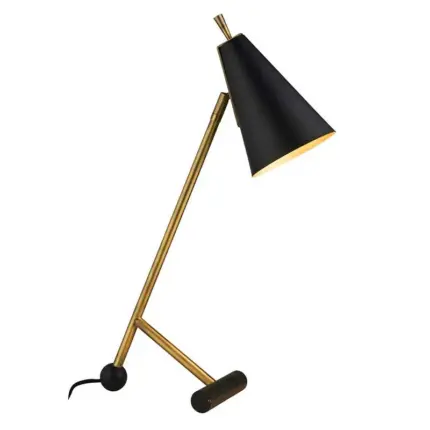 Adjustable head table lamp in matt black and antique brass finish for bedroom, living room, dining room or hallway