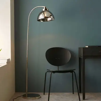 Modern bright nickel plated floor lamp for living room, bedroom or dining room