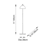 Measurements of bright nickel floor lamp