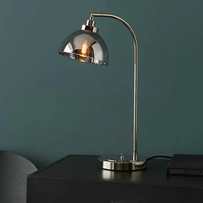 Modern bright nickel plated table lamp for living room, bedroom or dining room
