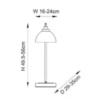 Measurements of bright nickel table lamp