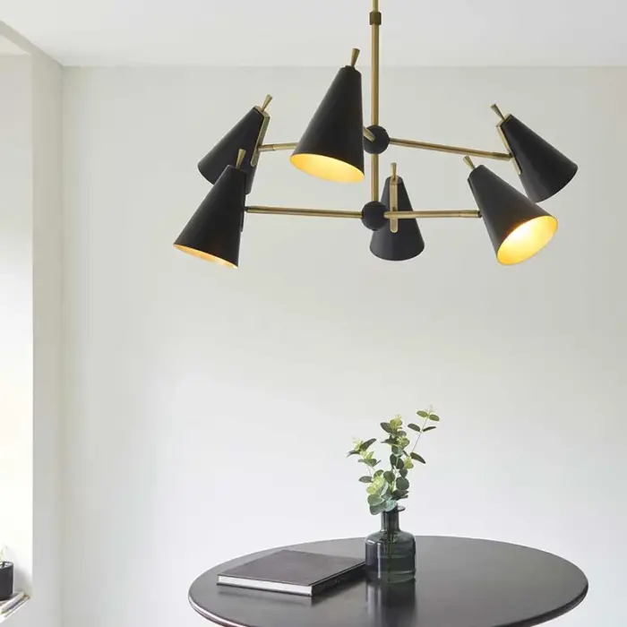 Modern matt black adjustable heads ceiling pendant light for living room, bedroom, dining room or hallway