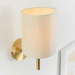 Antique Brass Cream Fabric Shade Wall Light