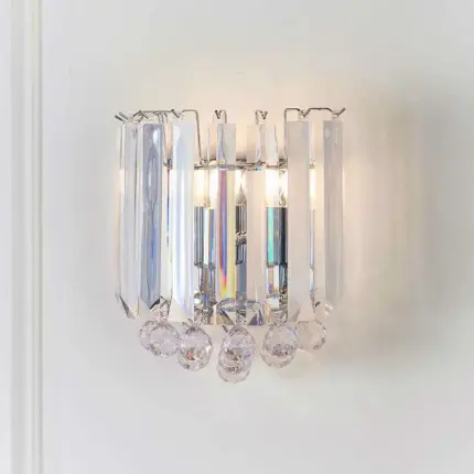 Chrome Effect Crystal Droplets Wall Light