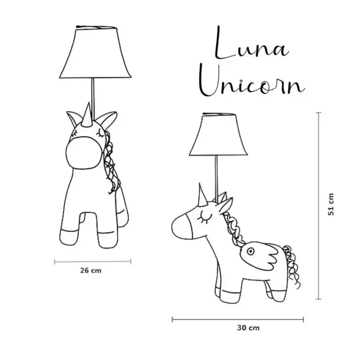 Luna the unicorn table lamp children's room lighting