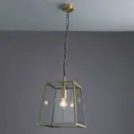 Antique Brass Glass Box Pendant Light