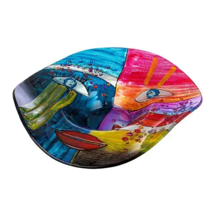 Face Motif Glass Art Round Bowl