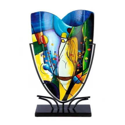 Multi Colour Glass Art Vase