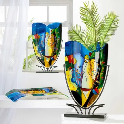 Multi Colour Large Glass Art Vase
