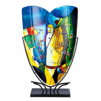 Multi Colour Large Glass Art Vase