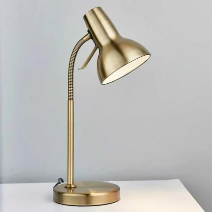 Antique Brass Task Table Lamp With USB Port