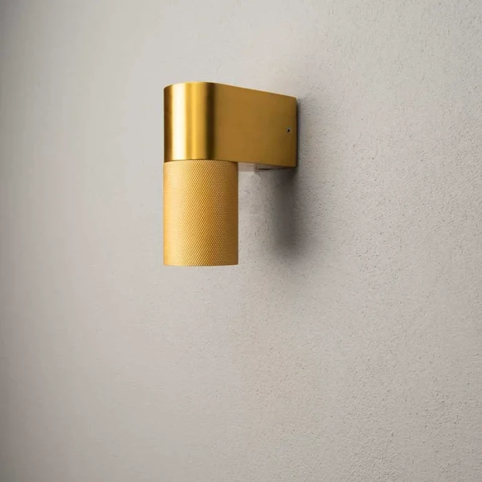 Gold down outdoor wall light for patio, entrance and garden areas