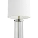 Polished Nickel Rechargeable Table Lamp With White Shade