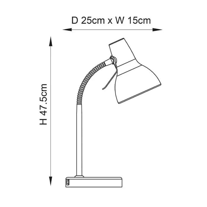 Satin nickel task table lamp dimensions