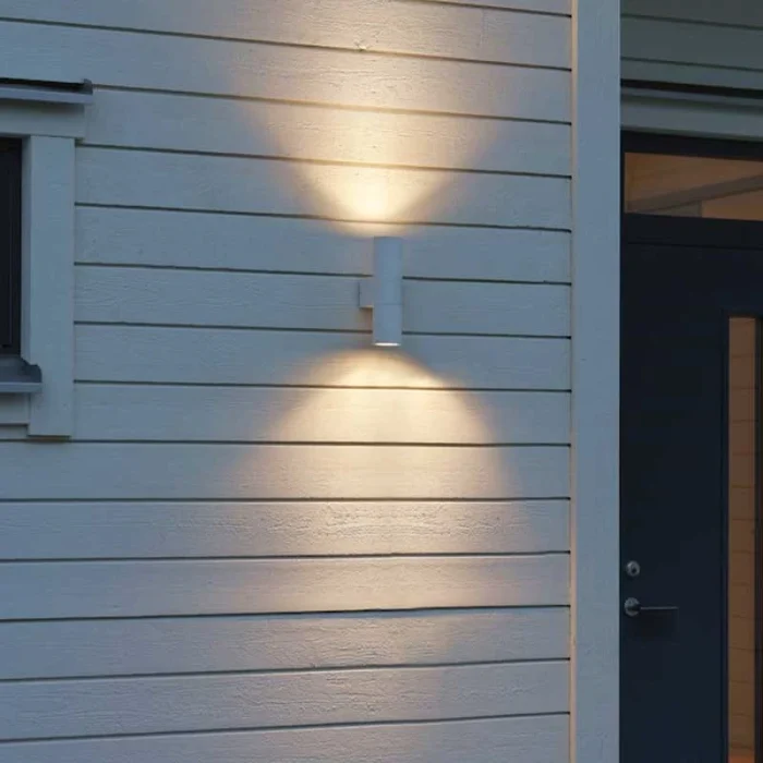 White up & down outdoor wall light for patio, entrance and garden areas