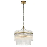 3 light pendant light in antique brass finish with clear glass