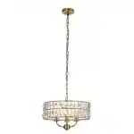 3 light pendant light in antique brass finish with clear glass