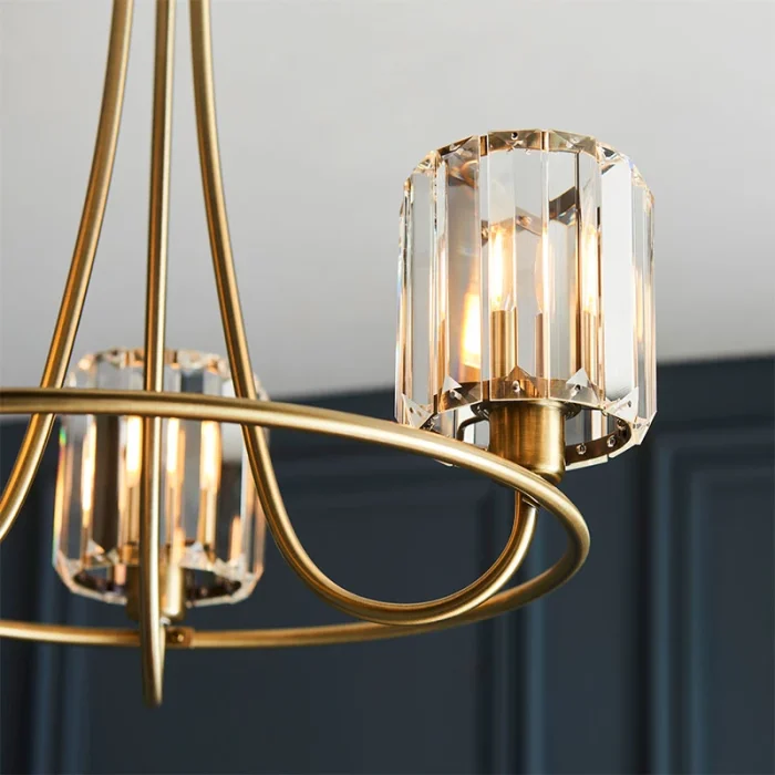 3 light semi flush pendant ceiling light in antique brass finish