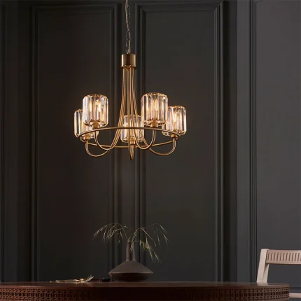 5 light pendant light in antique brass plated finish