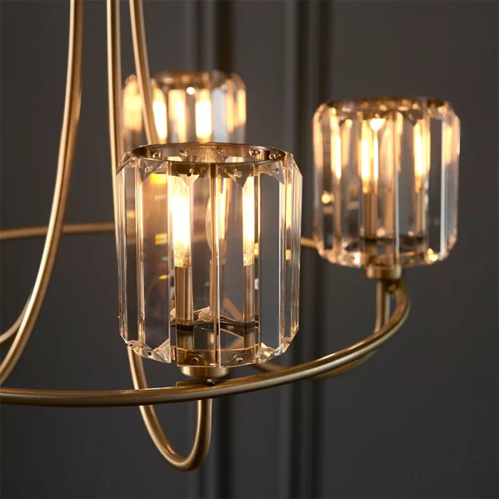 5 light pendant light in antique brass plated finish