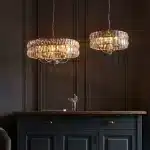 5 light pendant light in bright nickel finish with clear glass