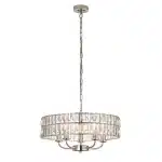 5 light pendant light in bright nickel finish with clear glass