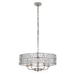 5 light pendant light in bright nickel finish with clear glass