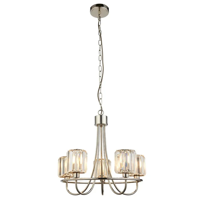 5 light pendant light in bright plated nickel finish