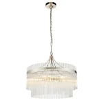 5 light pendant light in polished nickel finish with clear glass