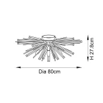 Measurements of antique brass plated flush ceiling light