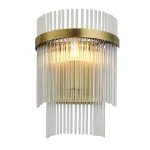 Wall light in antique brass plated finish with clear glass rods