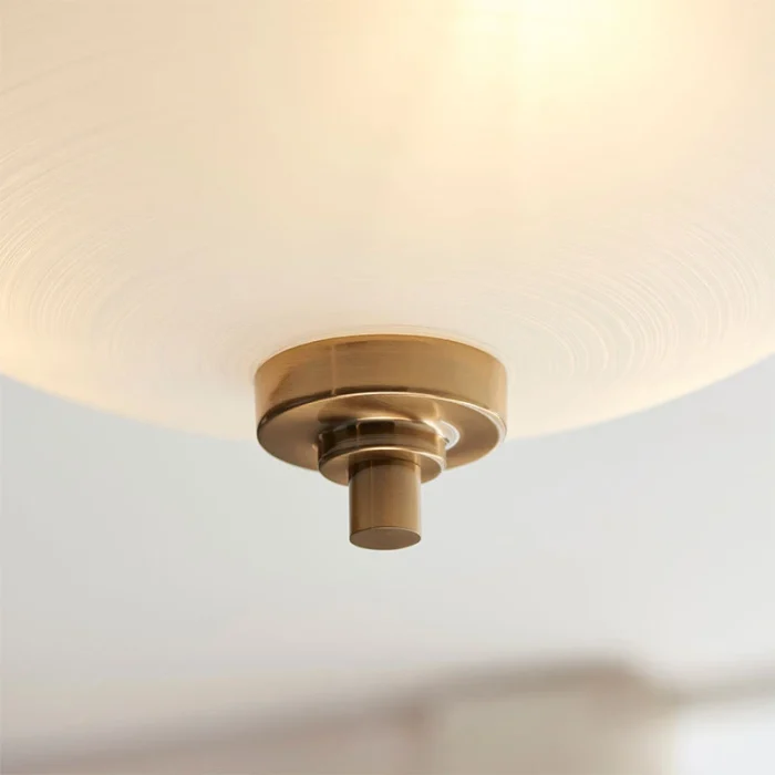 Semi flush design ceiling light in brushed aged brass finish