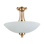 Semi flush design ceiling light in brushed aged brass finish