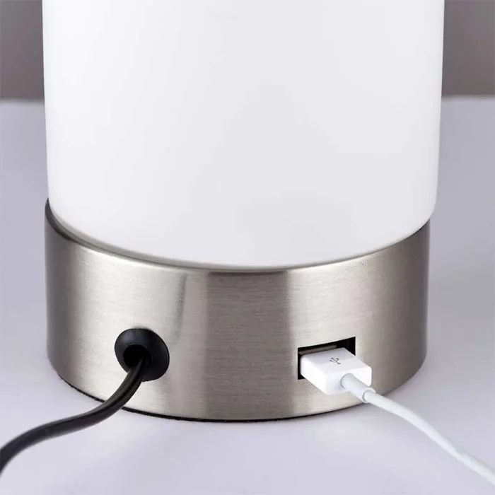 Dual purpose table lamp in brushed nickel finish